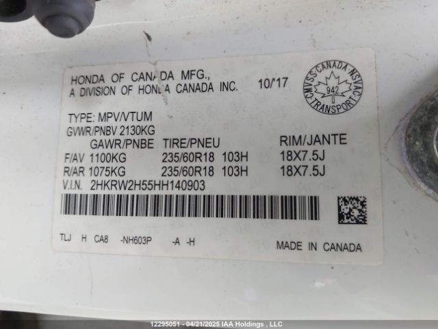 2HKRW2H55HH140903 Honda l15be