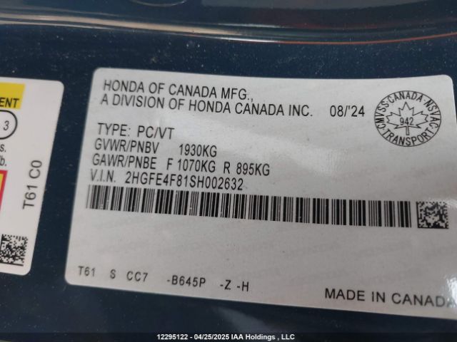 2HGFE4F81SH002632 Honda CIVIC HYBRID