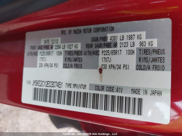 Mazda py 2014 JM3KE2CY2E0307451 Image 9