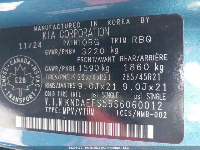 KNDAEFS56S6060012 KIA ev9