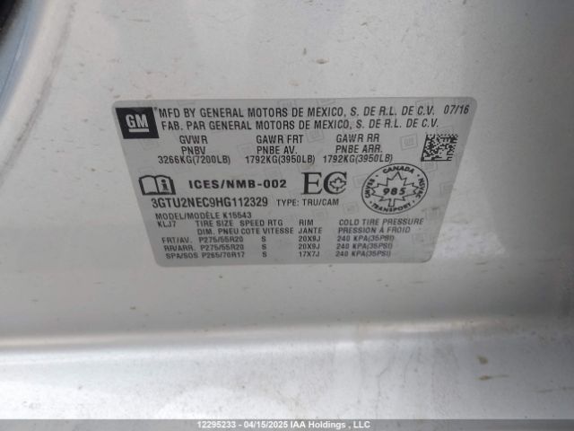 3GTU2NEC9HG112329 GMC l83 -spark ignited direct injection, variable valve timing, afm, e85 max, alum