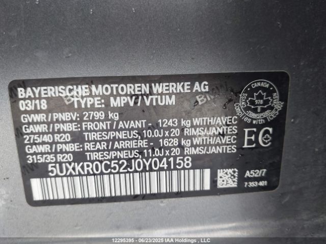 5UXKR0C52J0Y04158 BMW X5