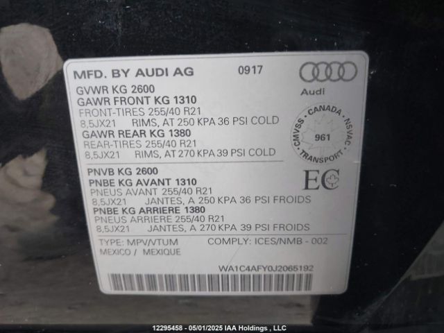 WA1C4AFY0J2065192 Audi SQ5