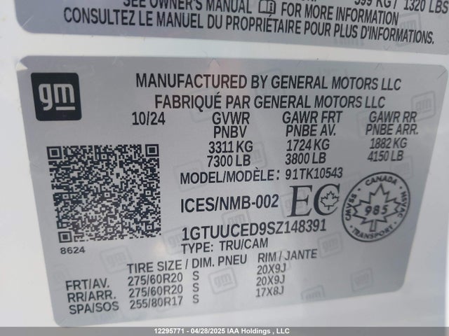 1GTUUCED9SZ148391 GMC l84