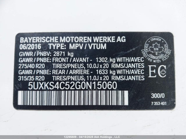 5UXKS4C52G0N15060 BMW X5