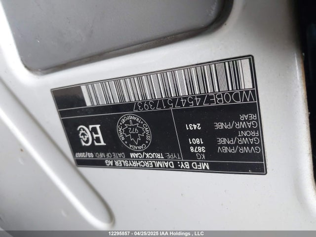 Aukcja sprzedaży 2007 Dodge Sprinter Van 2500, vin: WD0BE745475173937, numer aukcji: 12295857