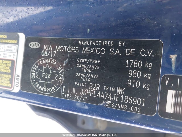 Aukcja sprzedaży 2018 Kia Forte, vin: 3KPFL4A74JE186901, numer aukcji: 12295891