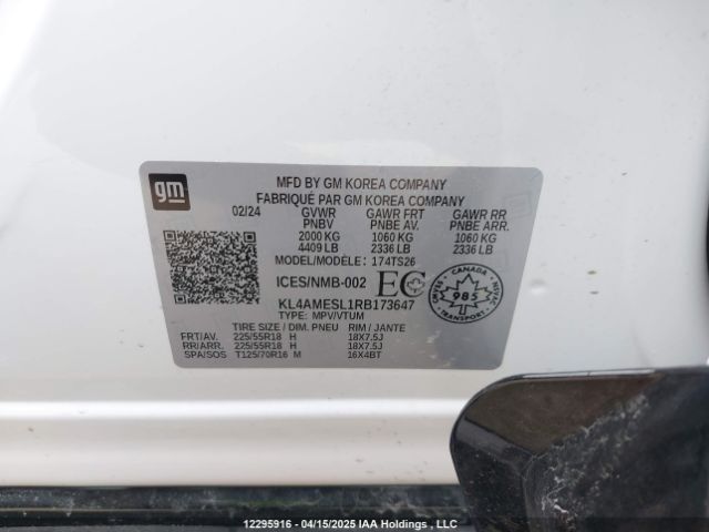 KL4AMESL1RB173647 Buick Encore Gx Sport Touring