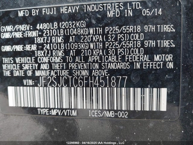 Subaru Forester 2.5i Touring 2015 JF2SJCTC6FH451877 Image 18
