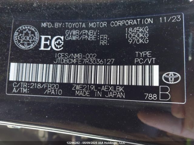 JTDBCMFE7R3036127 Toyota 2zr-fxe