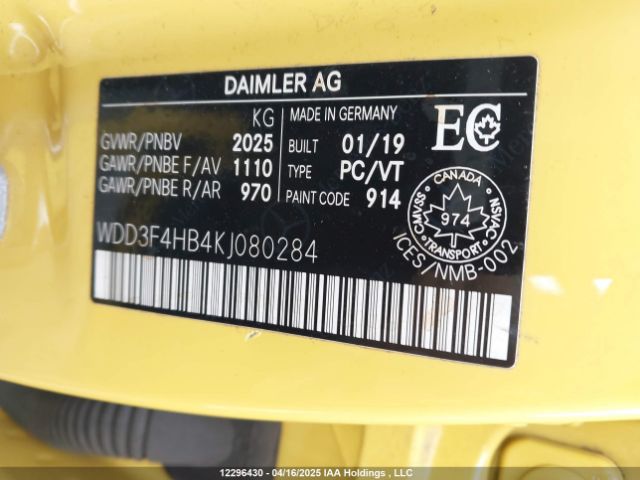 WDD3F4HB4KJ080284 Mercedes-Benz A 250 4matic