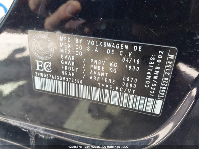 3VWD67AJ3GM372856 Volkswagen Jetta