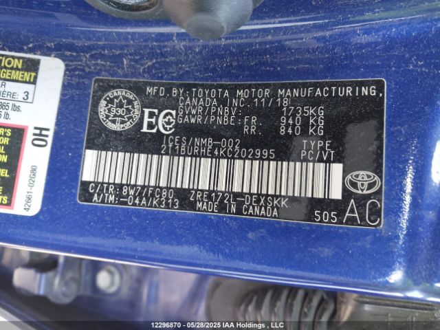 2T1BURHE4KC202995 Toyota Corolla