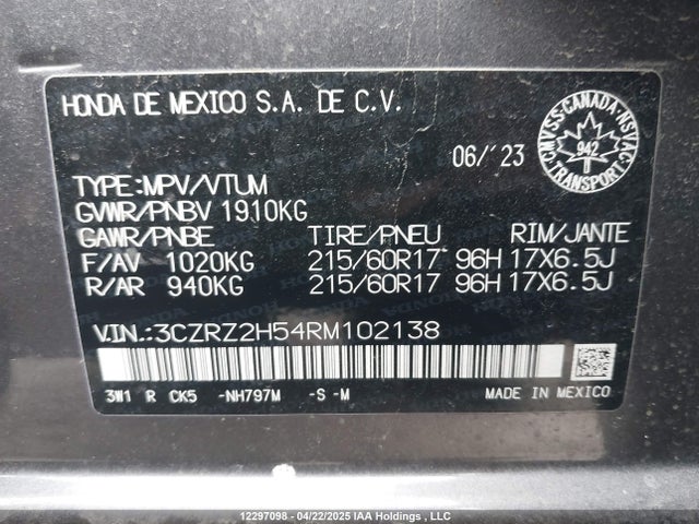 3CZRZ2H54RM102138 Honda k20z5