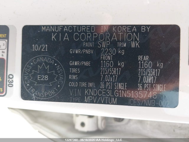 KNDCE3LG1N5135748 KIA Niro
