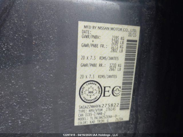 5N1AZ2MH4FN275822 Nissan 2015
