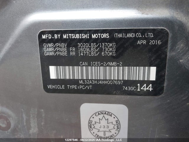 Mitsubishi Mirage 2017 ML32A3HJ4HH007697 Image 9