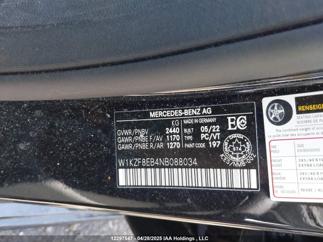 W1KZF8EB4NB088034 Mercedes-Benz E 350 4matic