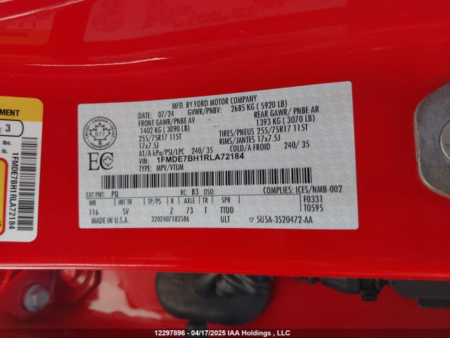 1FMDE7BH1RLA72184 Ford Bronco Big Bend