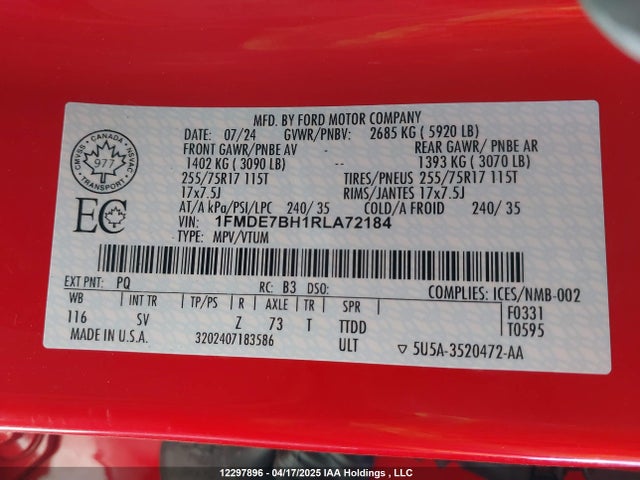 1FMDE7BH1RLA72184 Ford Bronco Big Bend