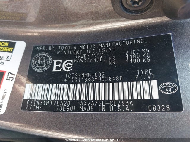 4T1S11BK3MU038486 Toyota CAMRY SE
