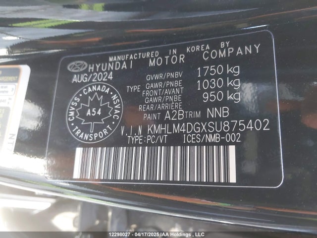 KMHLM4DGXSU875402 Hyundai mpi nu pe