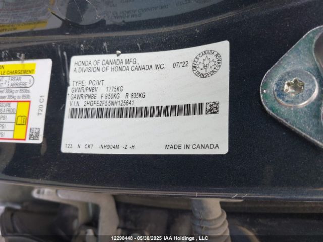 2HGFE2F55NH125641 Honda CIVIC SEDAN