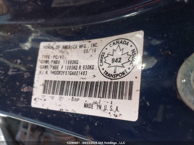 1HGCR2F57GA801483 Honda k24w1
