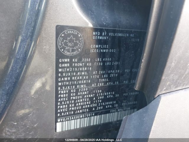WVGJV3AX8EW570914 Volkswagen 2014