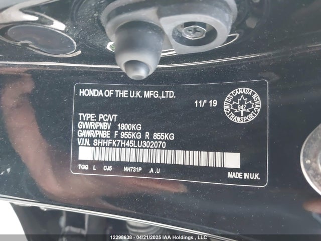 Honda l15ba 2020 SHHFK7H45LU302070 Image 9