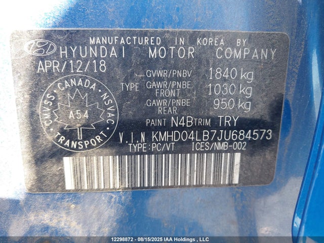 KMHD04LB7JU684573 Hyundai g 1.6 dohc t-gdi