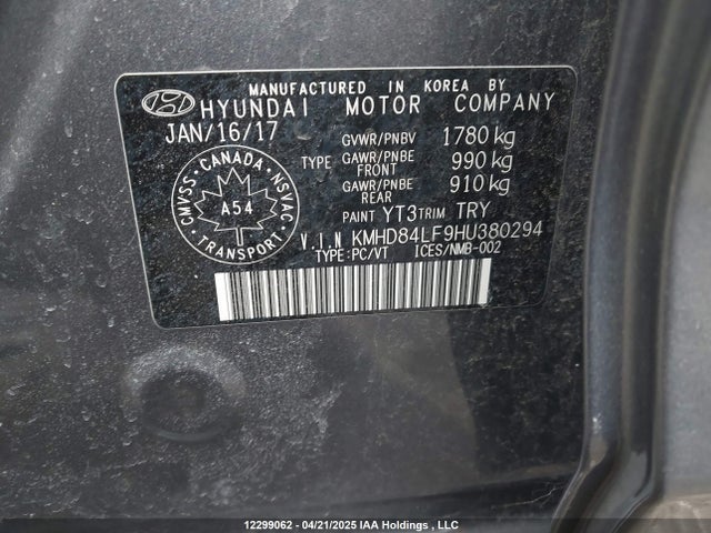 KMHD84LF9HU380294 Hyundai Elantra