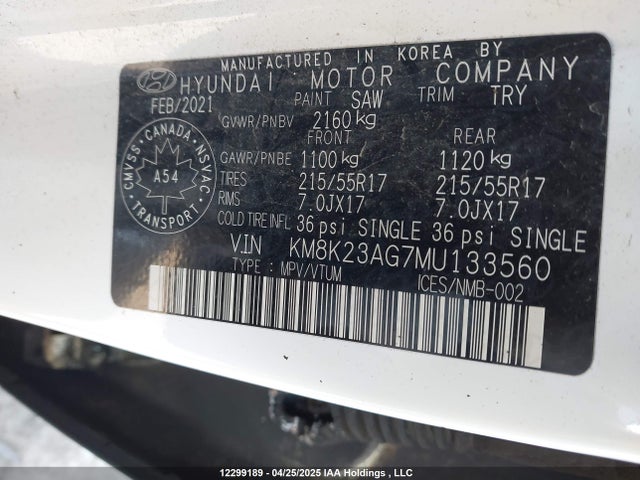 KM8K23AG7MU133560 Hyundai Kona