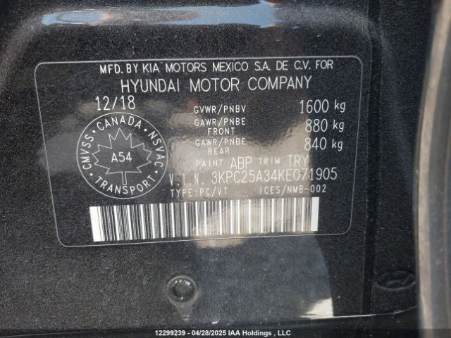 3KPC25A34KE071905 Hyundai 1.6l dohc gdi gamma