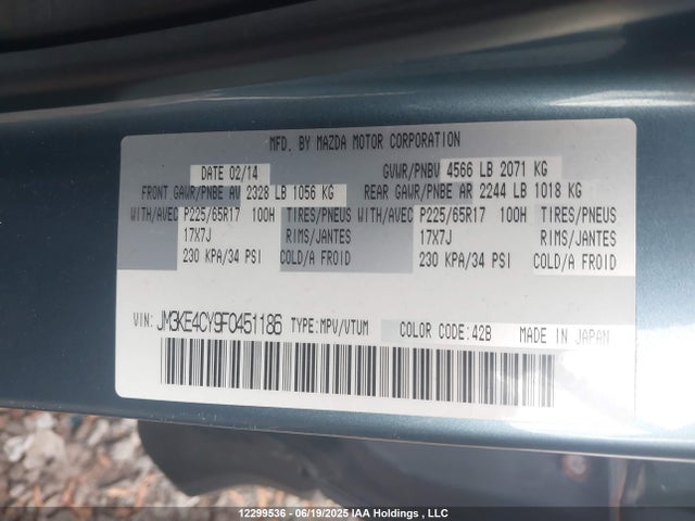 Aukcja sprzedaży 2015 Mazda Cx-5 Gs, vin: JM3KE4CY9F0451186, numer aukcji: 12299536