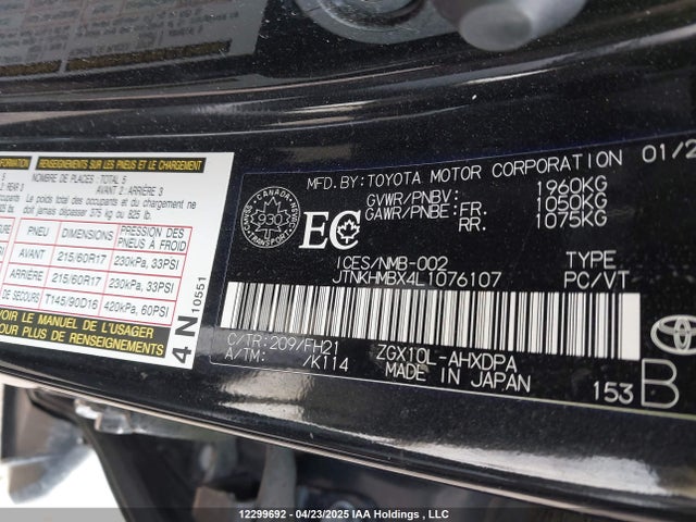 JTNKHMBX4L1076107 Toyota 3zr-fae