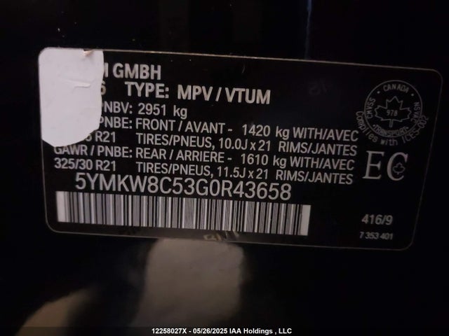 5YMKW8C53G0R43658 BMW X6