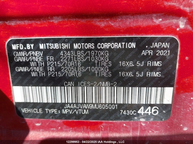 JA4AJVAW9MU605001 Mitsubishi Rvr Se/sel/le/gt