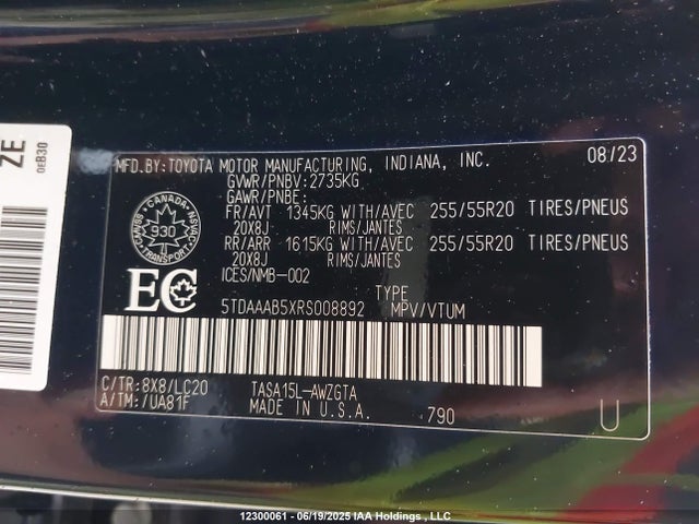 5TDAAAB5XRS008892 Toyota t24a-fts