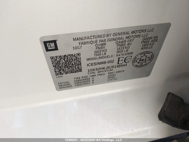 1GKS2HKJ9JR148544 GMC Yukon Xl Denali Denali