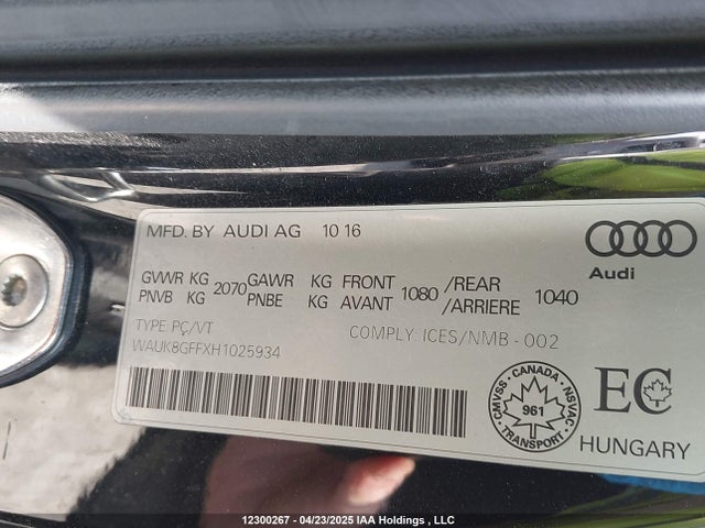 WAUK8GFFXH1025934 Audi 2017