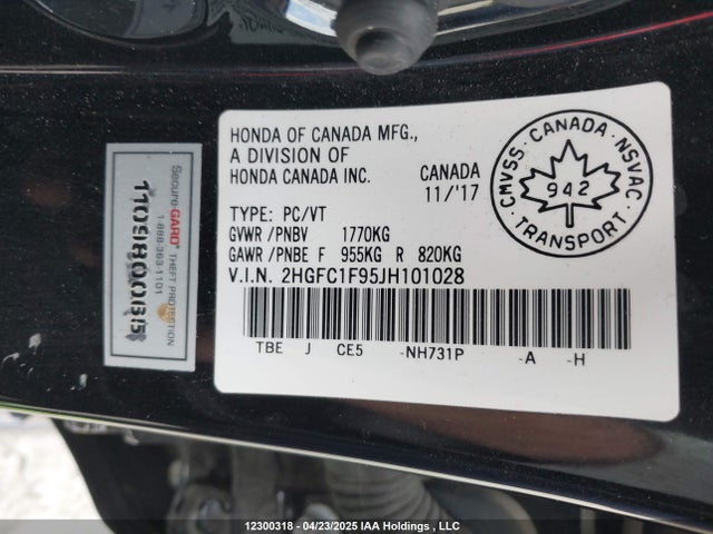 2HGFC1F95JH101028 Honda l15b7