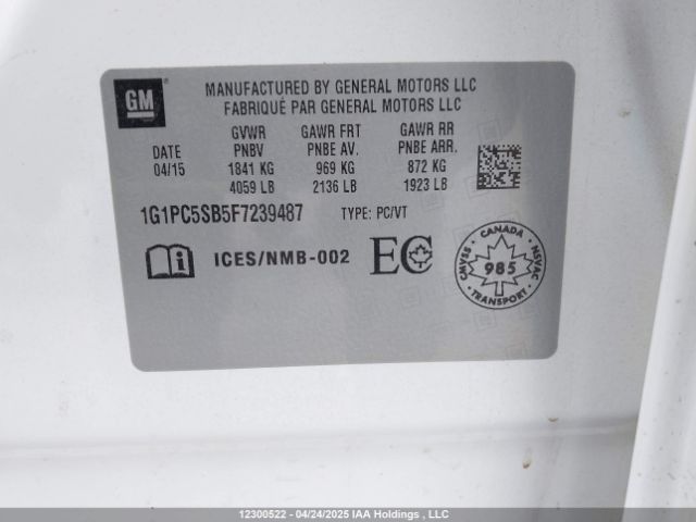 1G1PC5SB5F7239487 Chevrolet CRUZE LT
