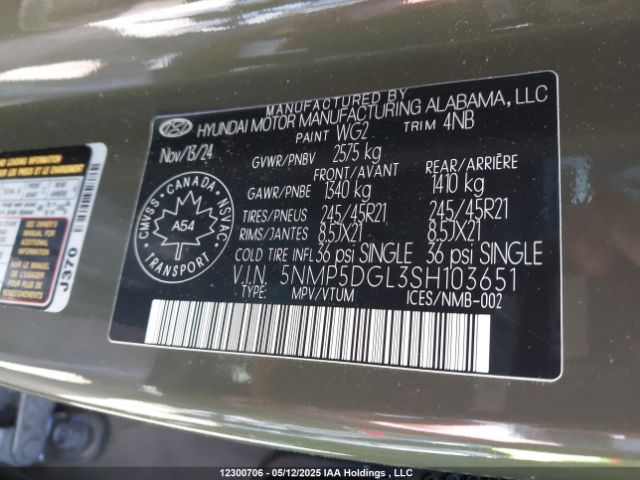 5NMP5DGL3SH103651 Hyundai t-gdi theta iii