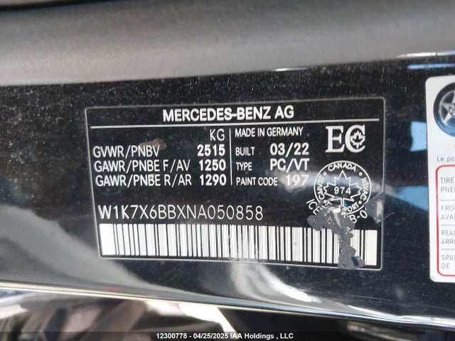 W1K7X6BBXNA050858 Mercedes-Benz m256