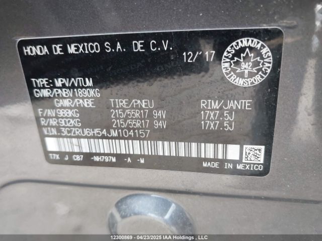 3CZRU6H54JM104157 Honda HR-V EX