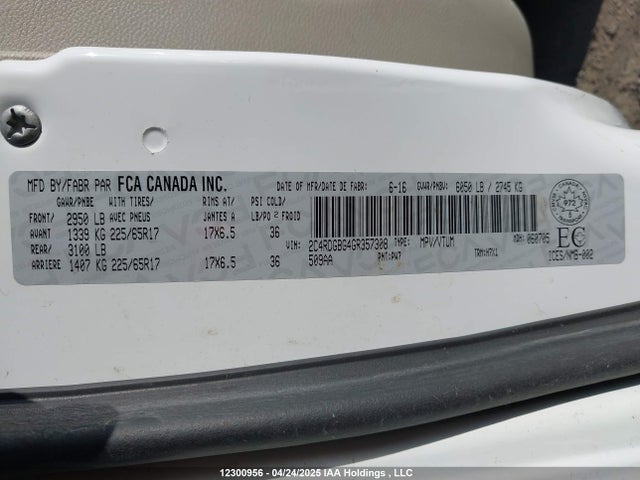 2C4RDGBG4GR357308 Dodge Grand Caravan