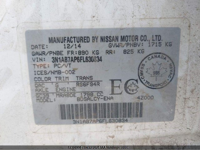 Nissan Sentra 2015 3N1AB7AP6FL630834 Image 9