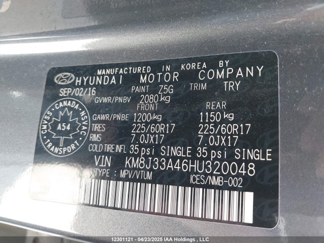 KM8J33A46HU320048 Hyundai gdi nu