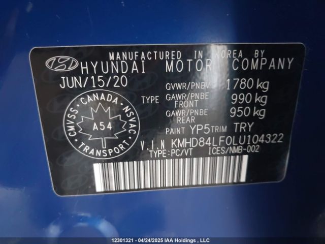 KMHD84LF0LU104322 Hyundai mpi nu